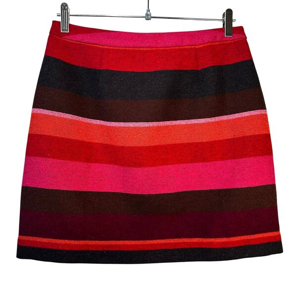 LOFT Striped Wool Blend Wrap Mini Skirt Pink Multi Size 4 Preppy Career Work - Picture 2 of 7